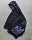 Vintage 90s FILA Sample Denim Corduroy Trench Coat Jacket Black Purple Size L