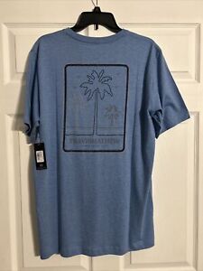 Travis Mathew Unoccupied T-Shirt Mens L Heather Blue Palm Trees NWT