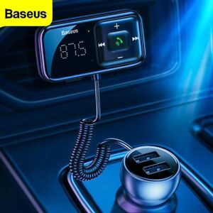 Baseus Bluetooth Wireless Car FM Transmitter AUX Receiver Adapter 2 USB Charger