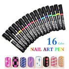 16 Colors Set Nail Art Pen for 3D Nail Art DIY Decoration Nail Polish Pen Set