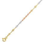 14K Tri Color Gold 1.5mm - 3mm Twisted Mirror Chain Necklace 14
