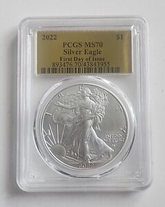 2022 American Silver Eagle Gold Lable First Day Of Issue MS70