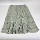 Vintage Green Boho Midi Skirt Cotton Size 32 Cotton Stretch Waist y2k Sequin