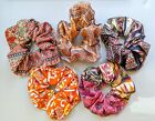 (LOT OF 5)  Large Colorful Silk  Hair Scrunchies