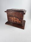 Beautiful Hand Carved Box with Lid Leaves on Sides and Fitted Lid