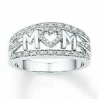 Sterling Silver Mom Heart Ring Mothers Gift Cz Heart Ring - 3 colors