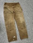 Vintage Carhartt B01 BRN Brown Double Knee Work Wear Pants Mens 34x30 USA MADE