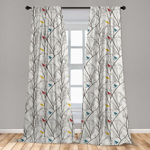 Birds Microfiber Curtains 2 Panel Set for Living Room Bedroom in 3 Sizes