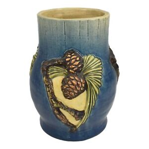 New ListingRoseville Experimental Pine Cone Blue Vintage Pottery Hand Crafted Ceramic Vase