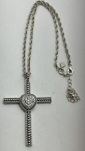 Montana Silversmiths Pave Heart & Cross Pendant And Chain  Necklace