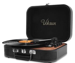 Voksun Record Player Suitcase Vintage Speakers 3-speed Vinyl To MP3 AUX USB