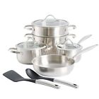 Kenmore Aiden 10-Piece Stainless Steel Pots and Pans Cookware Set