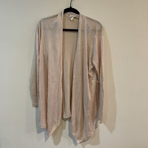 Eileen Fisher Pink silk Linen Blend Open Front Cardigan Size XL