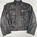 GAP Leather Jacket Womens XL Black Motorcycle Biker Bomber Trucker Y2K Zippers