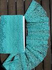Floral Turquoise Embrodered Lace trim. Rose Scaloped edges. Good Quality 7” Wide