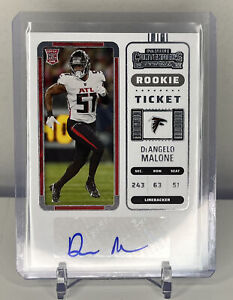 2022 Panini Contenders DeAngelo Malone Rookie Ticket Auto SP #187 FALCONS RC