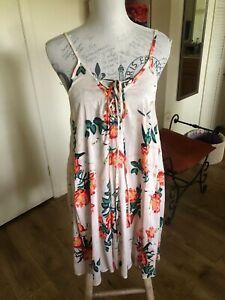 PINK FLORAL SWIM COVER SUMMER DRESS BY ROXY FOR ANTHROPOLOGIE ~ M