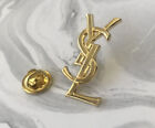 Yves Saint Laurent YSL Vintage 1990's sized Pin Brooch Gold Tone Golden