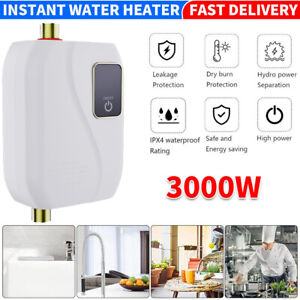 Mini Electric Tankless Water Heater Instant Hot Shower Kitchen Heater 110V 3000W