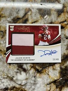 JALEN HURTS 2020 IMMACULATE AUTO PATCH ROLL TIDE JERSEY ROOKIE RC /49