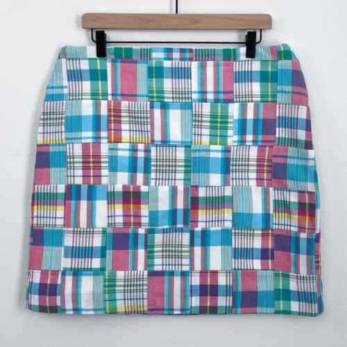 Talbots Patchwork Quilt Cotton Plaid Mini Skirt