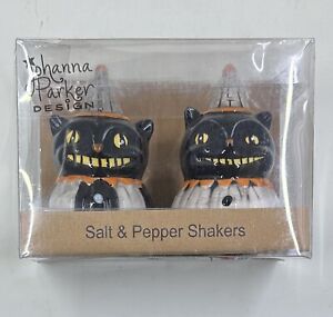 A Johanna Parker Design Halloween Black Cat Salt and Pepper Shakers