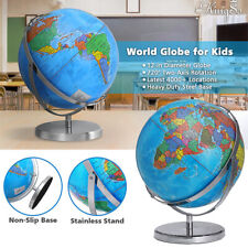 World Globe on Metal Stand Earth Ocean Rotating World Map Desktop Geography Gift
