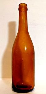 New Listing1800s Light Amber Beer Bottle Embossed with Maltese Cross RARE Empty VA Dug