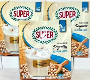 Super NutreMill Instant SoyMilk No Sugar Added 15 Sachets x 30g ( Pack of 3 )