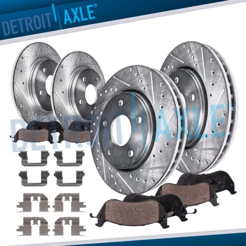 Front and Rear Drilled Slotted Rotors Ceramic Brake Pads for 2009-2014 Acura TL (For: 2009 Acura TL Base 3.5L)