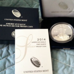 2014  American Eagle Ultra Cameo Silver Proof Dollar in U S  Mint Box w COA M94