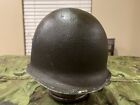 WW2 M1 Helmet Shell - Front Seam Swivel Bale - No Liner or Chinstraps, Has Dents