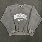 Vintage Reebok Spellout Sweater 90s Faded Black Embroidered Usa Mad Retro Medium