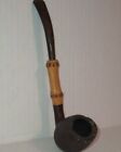 Tsuge: Tokyo Sandblasted Bent Egg Sitter with Bamboo (503) Tobacco Pipe