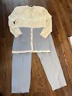 St John Collection By Marie Gray Cream/Gray Pant Suit Size Medium/8