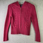 SONOMA Women's PM Cable Knit Sweater Cardigan Hood Zip Up WS14