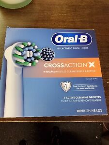 New- Sealed-Genuine Oral-B Cross Action X - Replacement Brush Heads-  10 Count