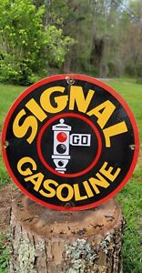 New ListingSignal Gasoline vintage gas oil pump plate enamel porcelain sign