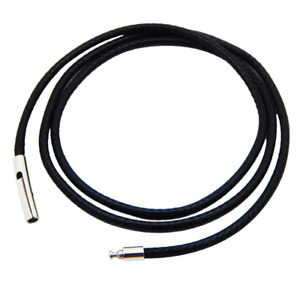 3mm Black Rope Leather Cord Chain Necklace Stainless Steel Clasp 12-34inch