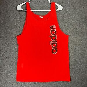 Vintage ADIDAS Tank Top Adult Large Red Spell Out Logo Made In USA Pullover Mens
