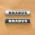 2pcs Silver & Black BRABUS Car Side Fender Badge Emblem Sticker Logo