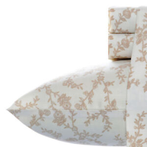 Laura Ashley Victoria Flannel Sheet Set 4PC 100% Cotton Deep Pockets Ultra-Soft