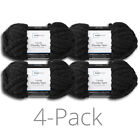 Chunky Chenille Yarn, 31.7 yd, Rich Black, 100% Polyester,  Pack of 4