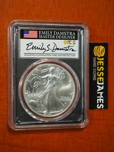 2021 SILVER EAGLE PCGS MS70 FLAG EMILY DAMSTRA HAND SIGNED FIRST DAY OF ISSUE T2