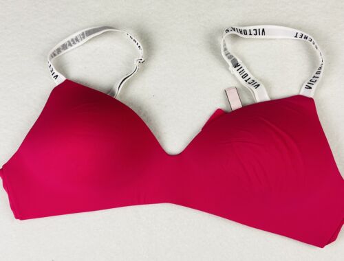 Victoria's Secret t-shirt Bra Lightly Lined 36C Pink Wireless Logo Straps