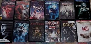 Horror DVD Lot Of 12, 26 Films, Monster Island, Alien 3000, Saw, Antlers, Tested