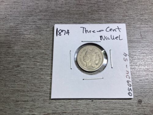 New Listing1874 Three (3)-Cent Nickel Piece U.S. Coin-Fine Condition-050924-54