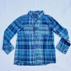 Tea Collection Boy's Blue Plaid Flannel Button Up Long Sleeve Shirt - size 8