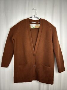 Vince. Wool Cashmere Cardigan Vee Sweater Womens Large Button Cinnamon Brown