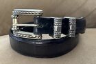 New ListingVintage Premium VINCENZA Sterling Silver 3 Piece Belt Buckle Set & Leather Belt